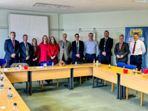 Group photo of Flambeau Europe's Managing Director with local headteachers at the Ramsgate facility, showcasing business support for local schools in Thanet.