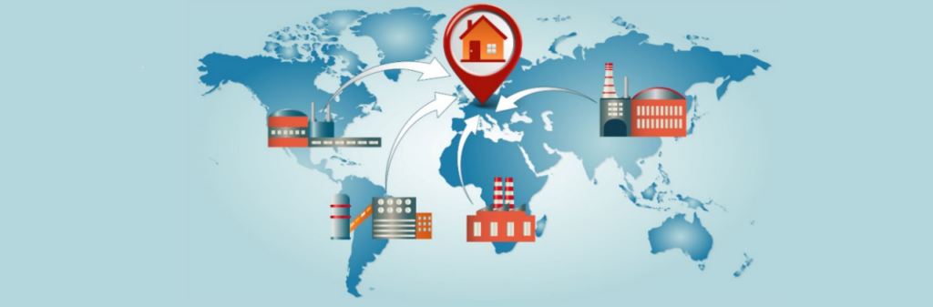 Graphic showing increasing UK manufacturing supply chain resilience due to Reshoring movement